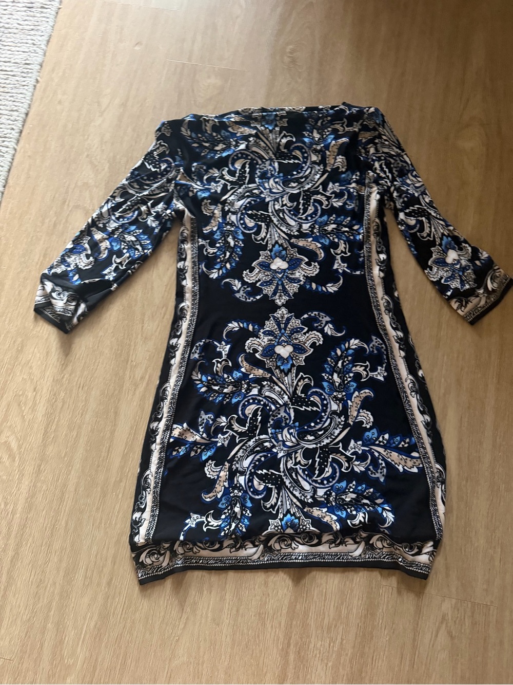 4 total white House black market dress lot floral striped shiny stretch size sma
